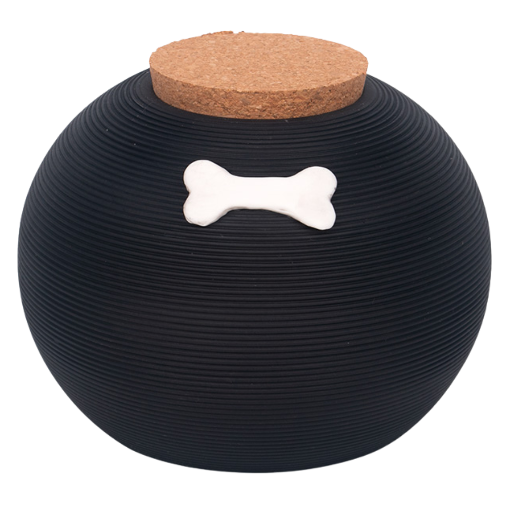Textured Bone Black Medium Ceramic Urn