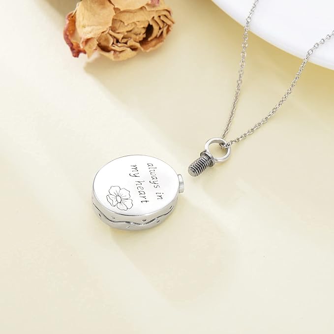 Abalone Dragonfly Flowers Cremation Necklace Sterling Silver