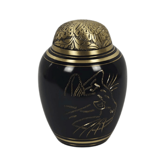 Brass Cat Small Cremation Urn