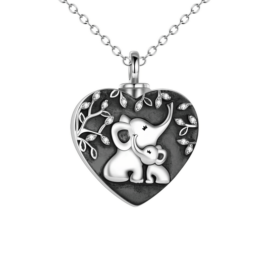 Elephants Heart Cremation Necklace Sterling Silver