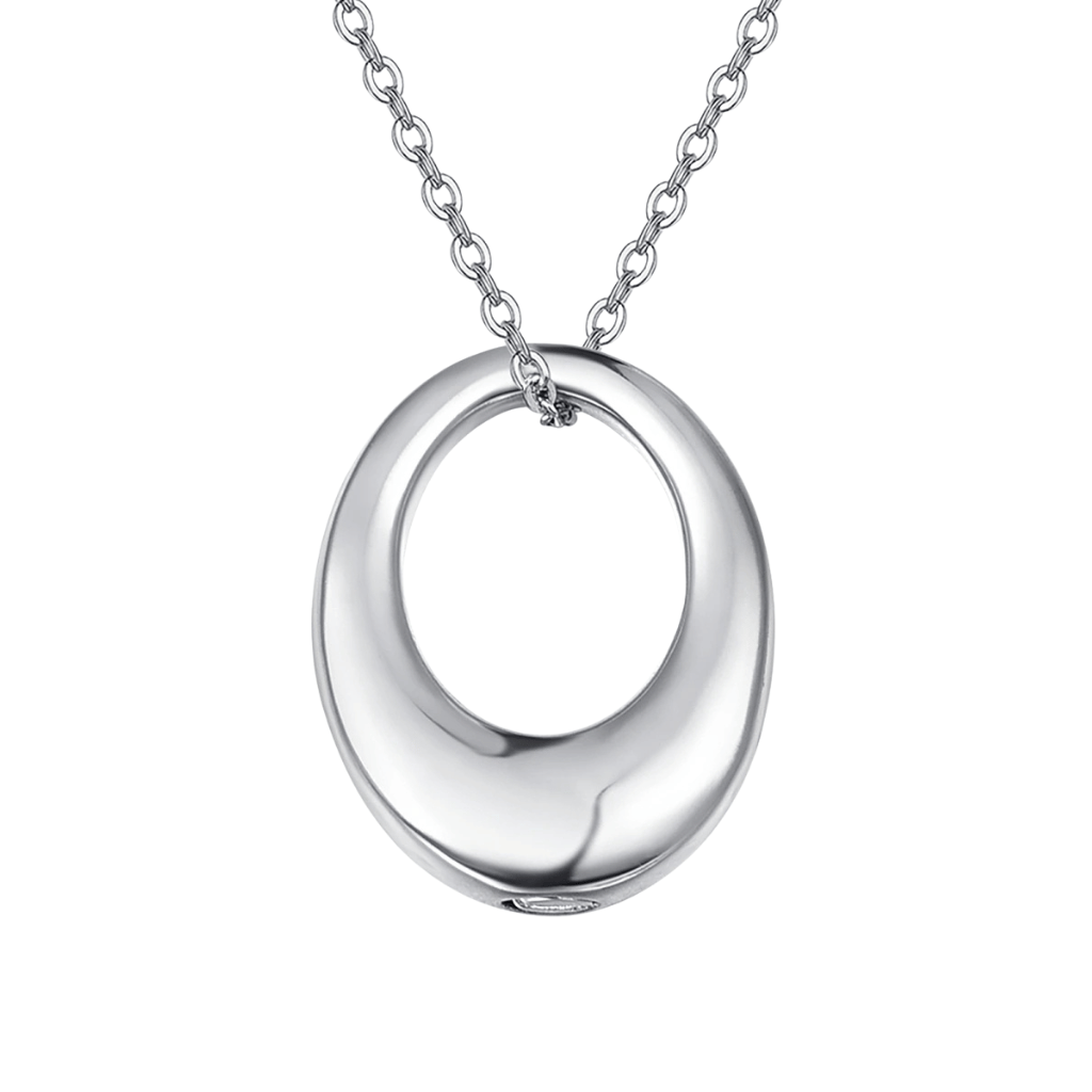 Hollow Oval Cremation Necklace Sterling Silver