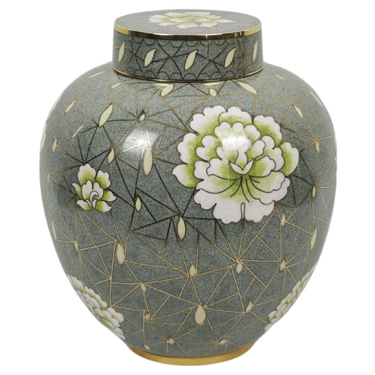 Floral Green Cloisonne Urn