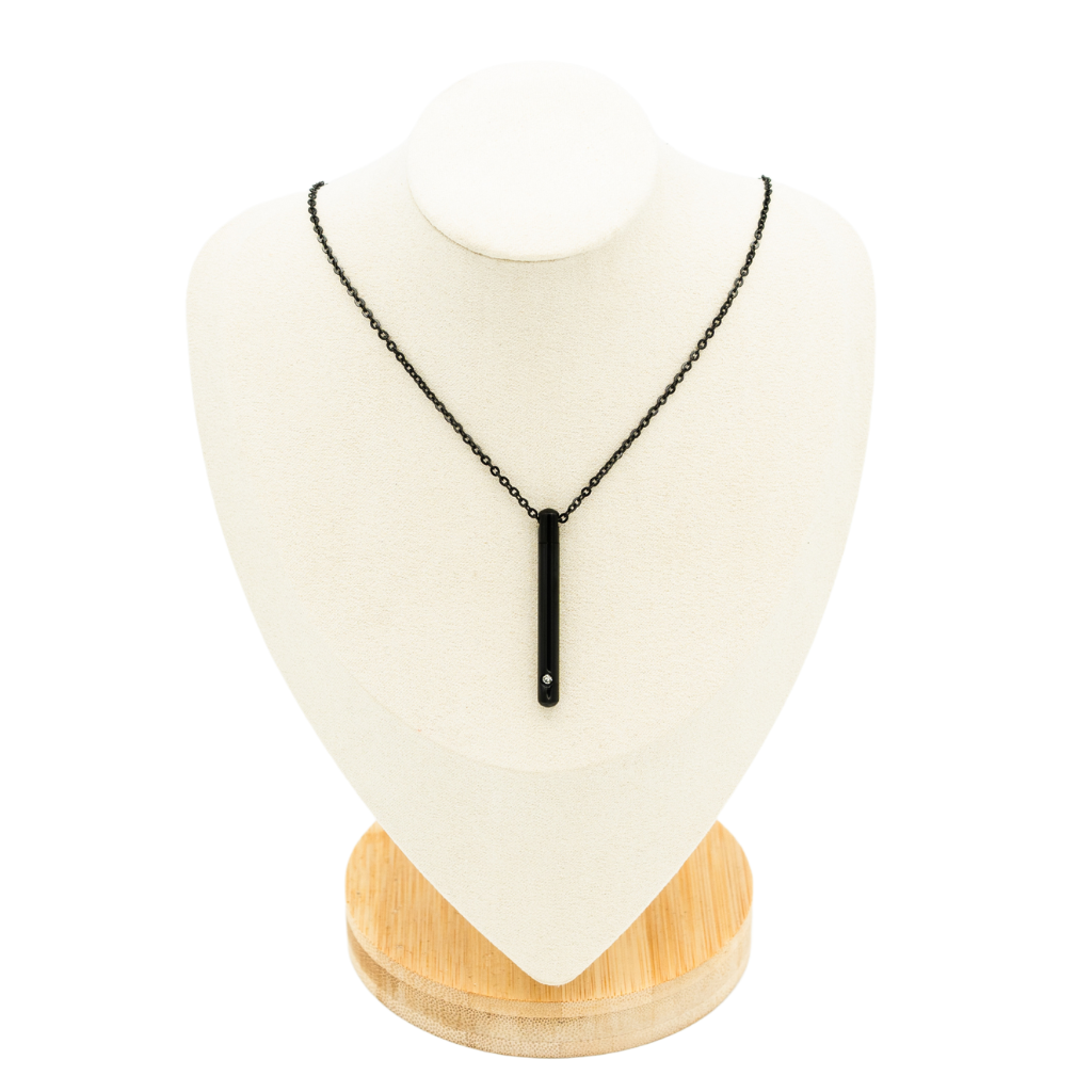 Black Chamber Single Crystal Cremation Necklace Stainless Steel