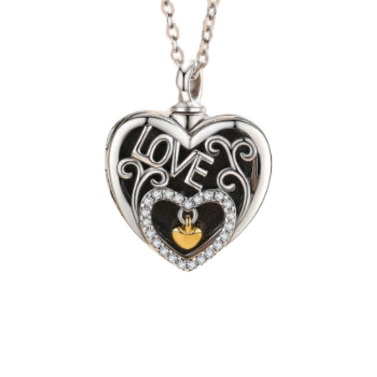 Love Heart Cremation Locket Sterling Silver