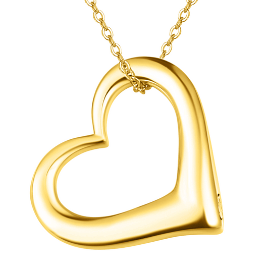 Hollow Heart Cremation Necklace Gold Vermeil