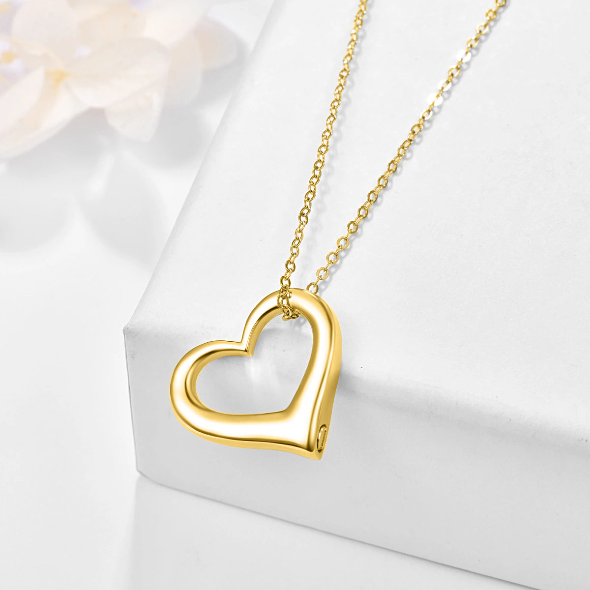 Hollow Heart Cremation Necklace Gold Vermeil