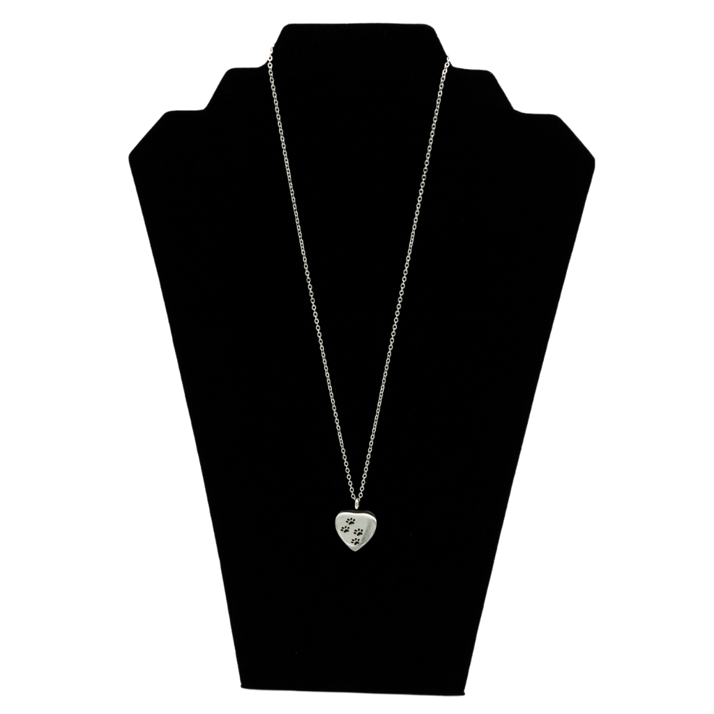 Paw Heart Cremation Necklace Stainless Steel