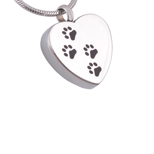 Paw Heart Cremation Necklace Stainless Steel