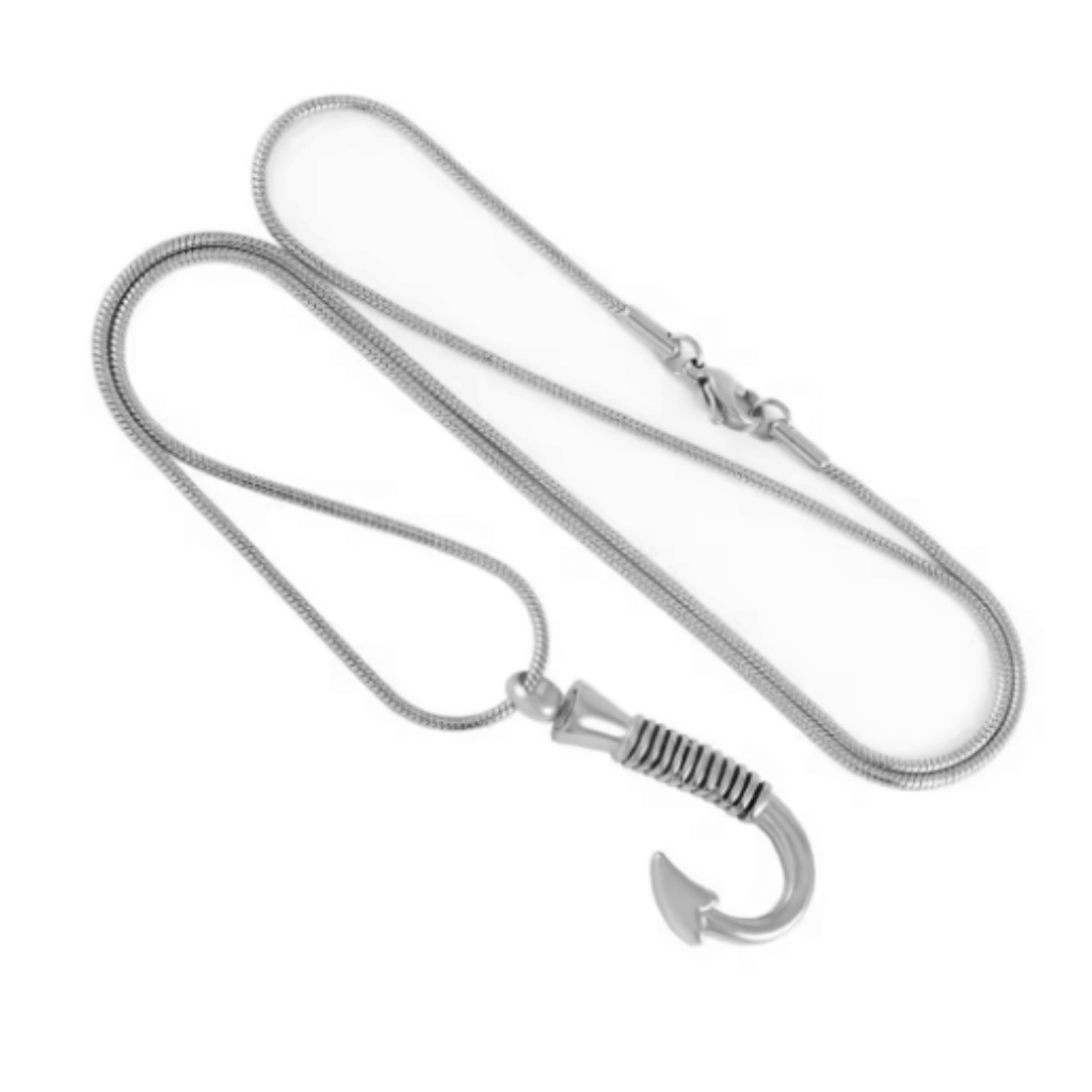 Fishing Hook Cremation Necklace Stainless Steel