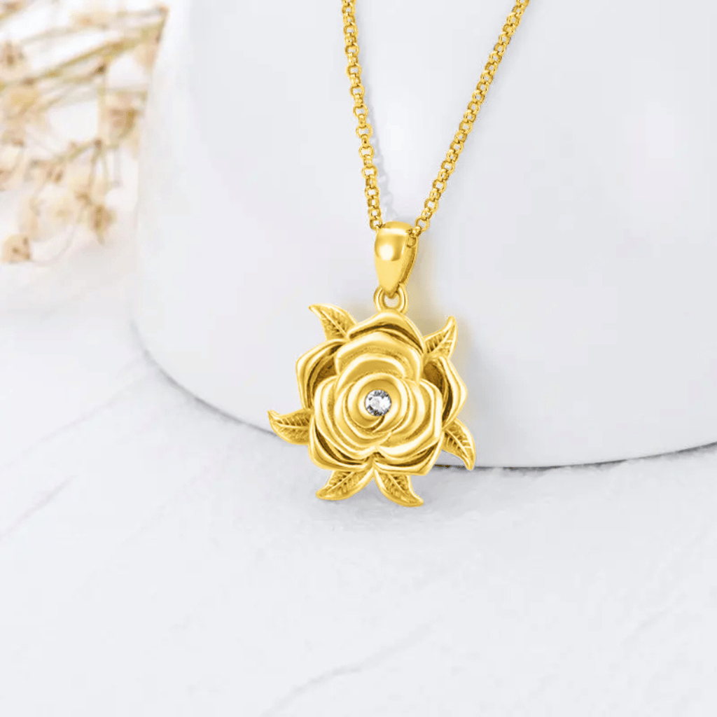 Flower Cremation Necklace Gold Vermeil