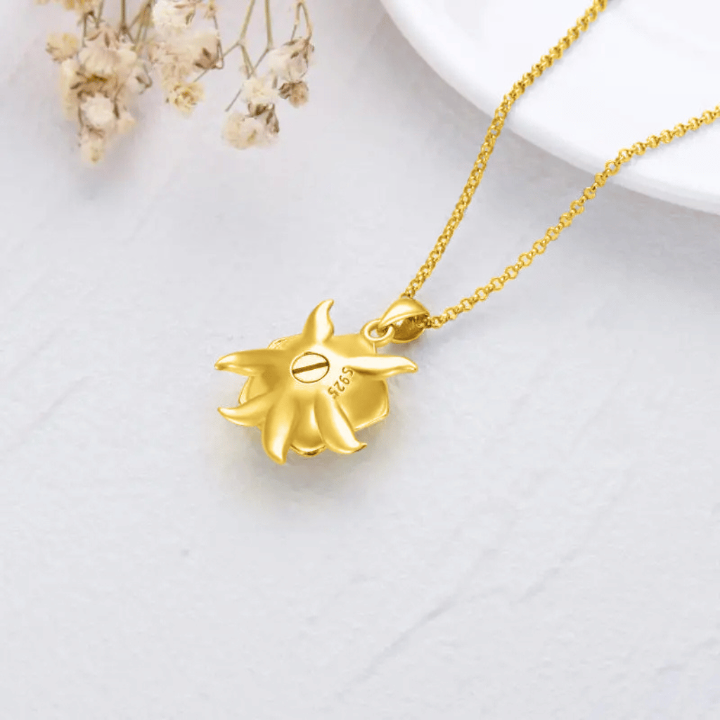 Flower Cremation Necklace Gold Vermeil