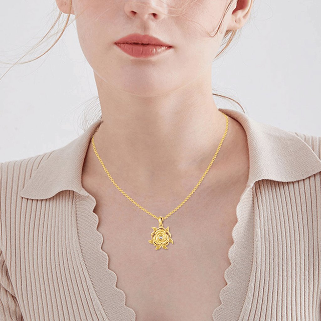 Flower Cremation Necklace Gold Vermeil