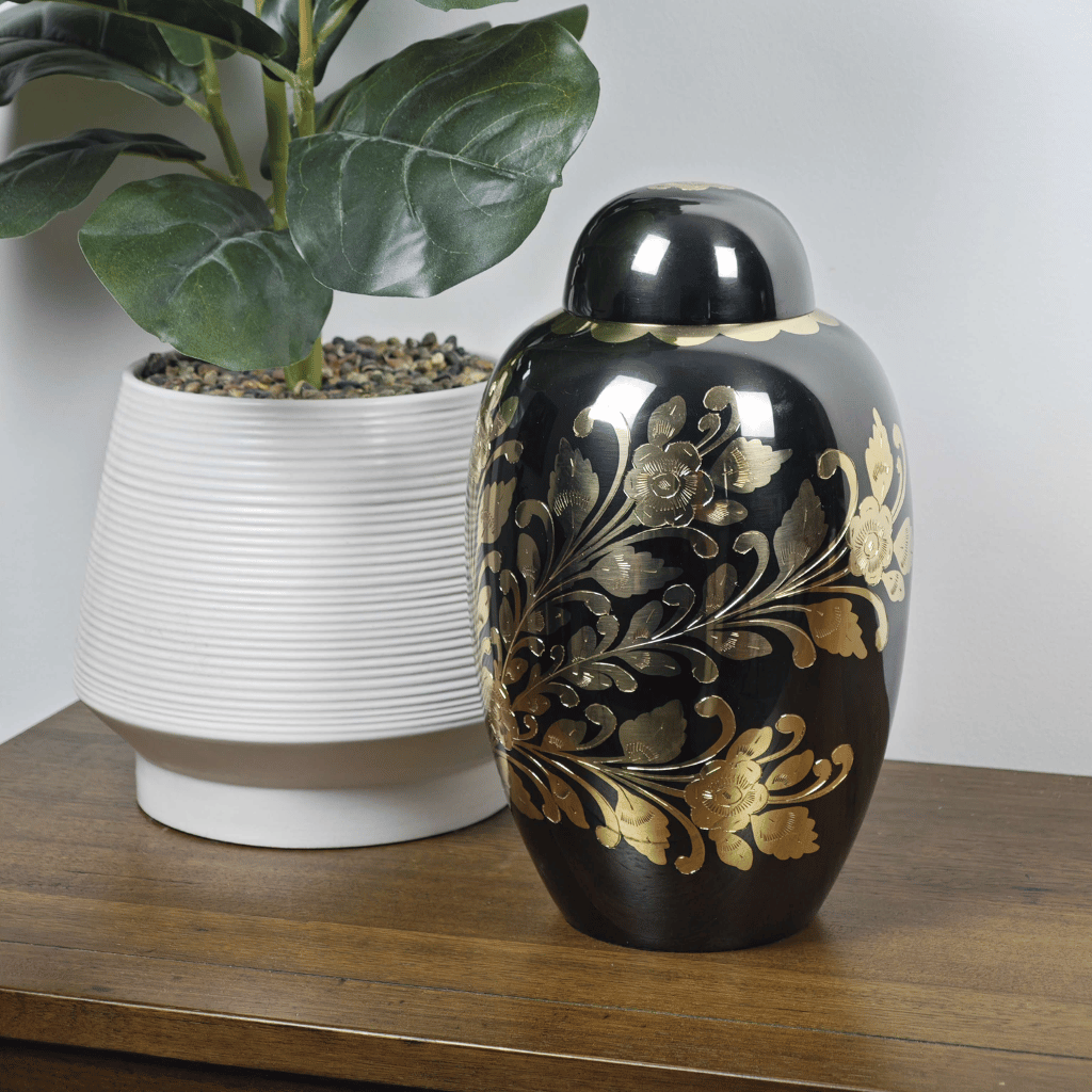 Floral Wrap Brass Cremation Urn