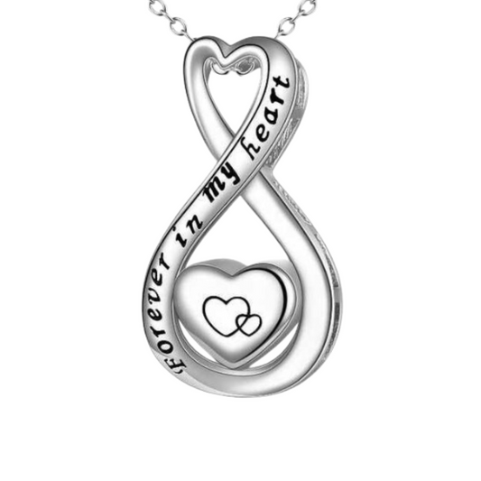 Infinity Heart Cremation Necklace Sterling Silver