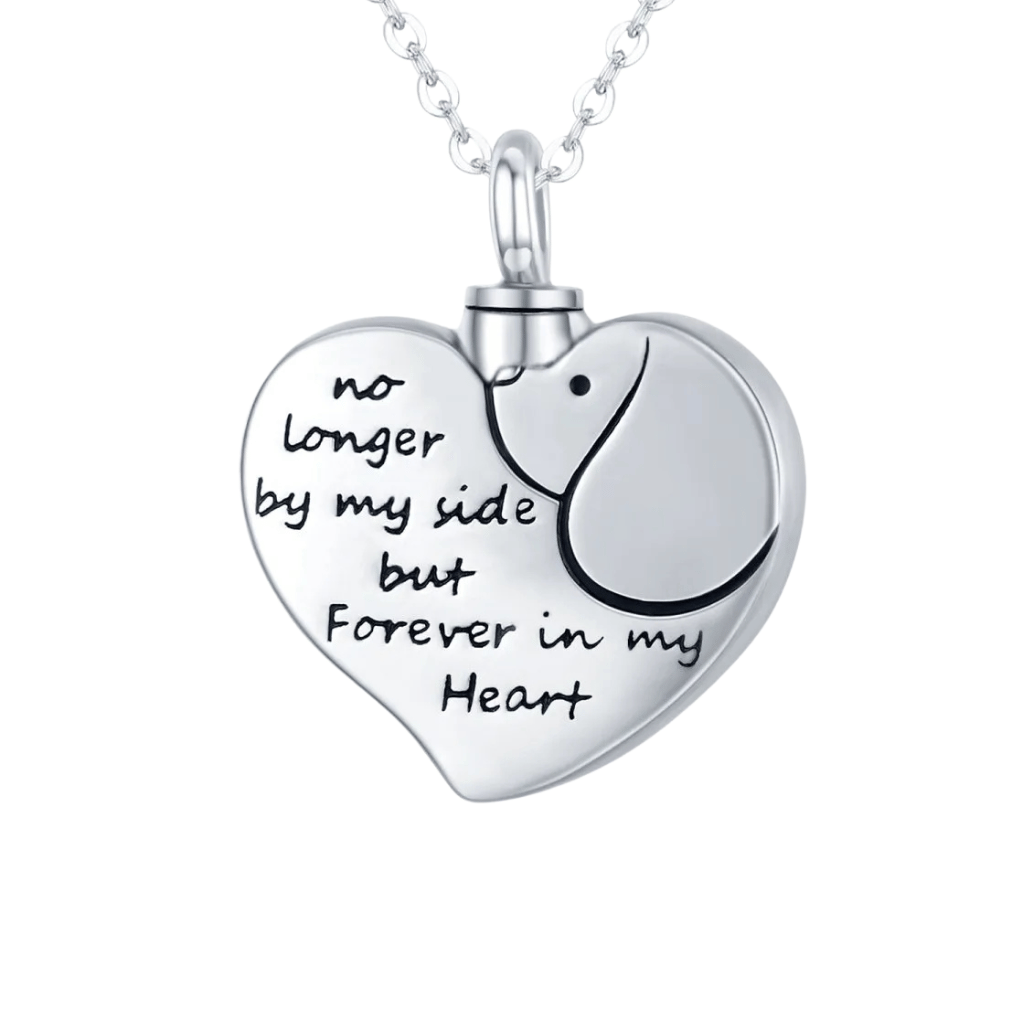 Inscribed Dog Heart Cremation Necklace Sterling Silver