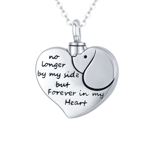 Inscribed Dog Heart Cremation Necklace Sterling Silver