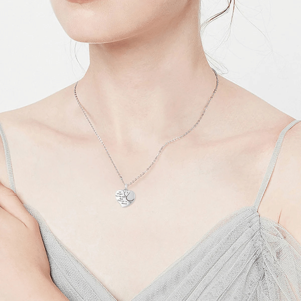 Inscribed Dog Heart Cremation Necklace Sterling Silver
