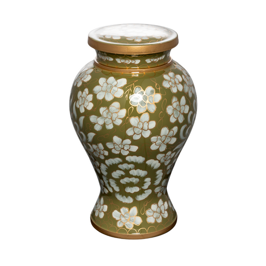 Hand Painted Yellow Floral Aluminium Urn