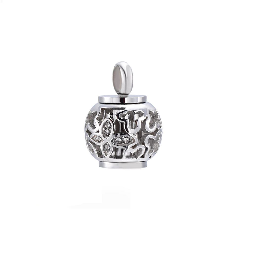 Silver Bead Cremation Necklace Stainless Steel