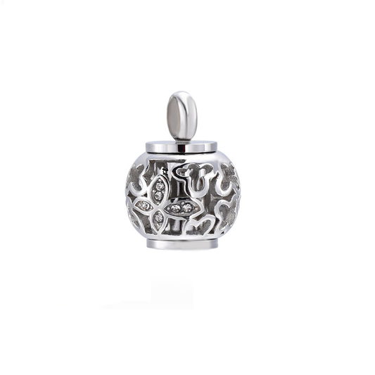 Silver Bead Cremation Necklace Stainless Steel