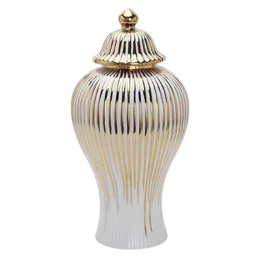 White And Gold Ceramic Urn