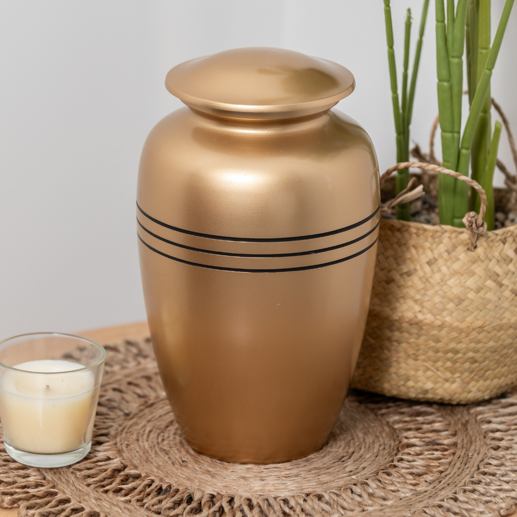 Three Lines Bronze Aluminium Urn