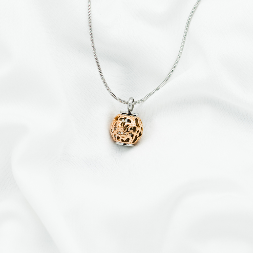 Rose Gold Bead Cremation Necklace Stainless Steel