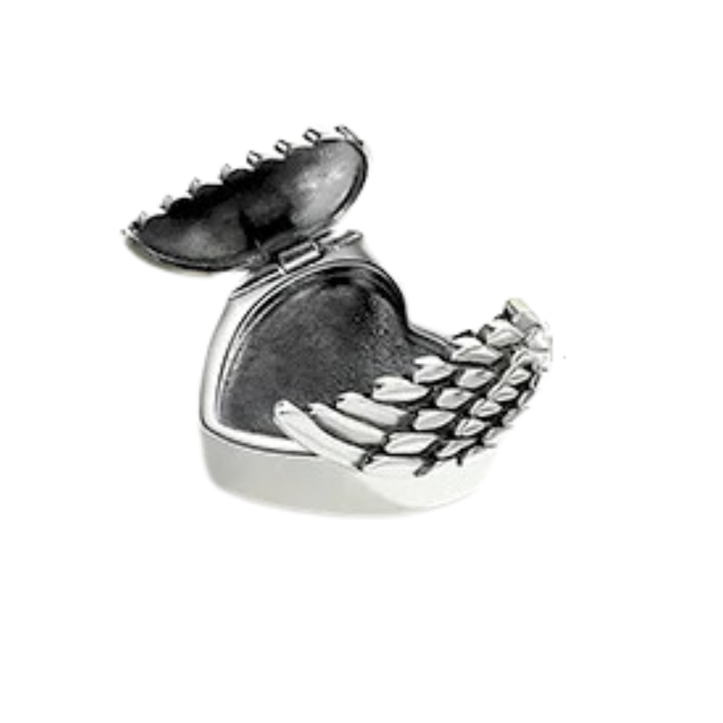 Angel Wing Heart Cremation Locket Sterling Silver