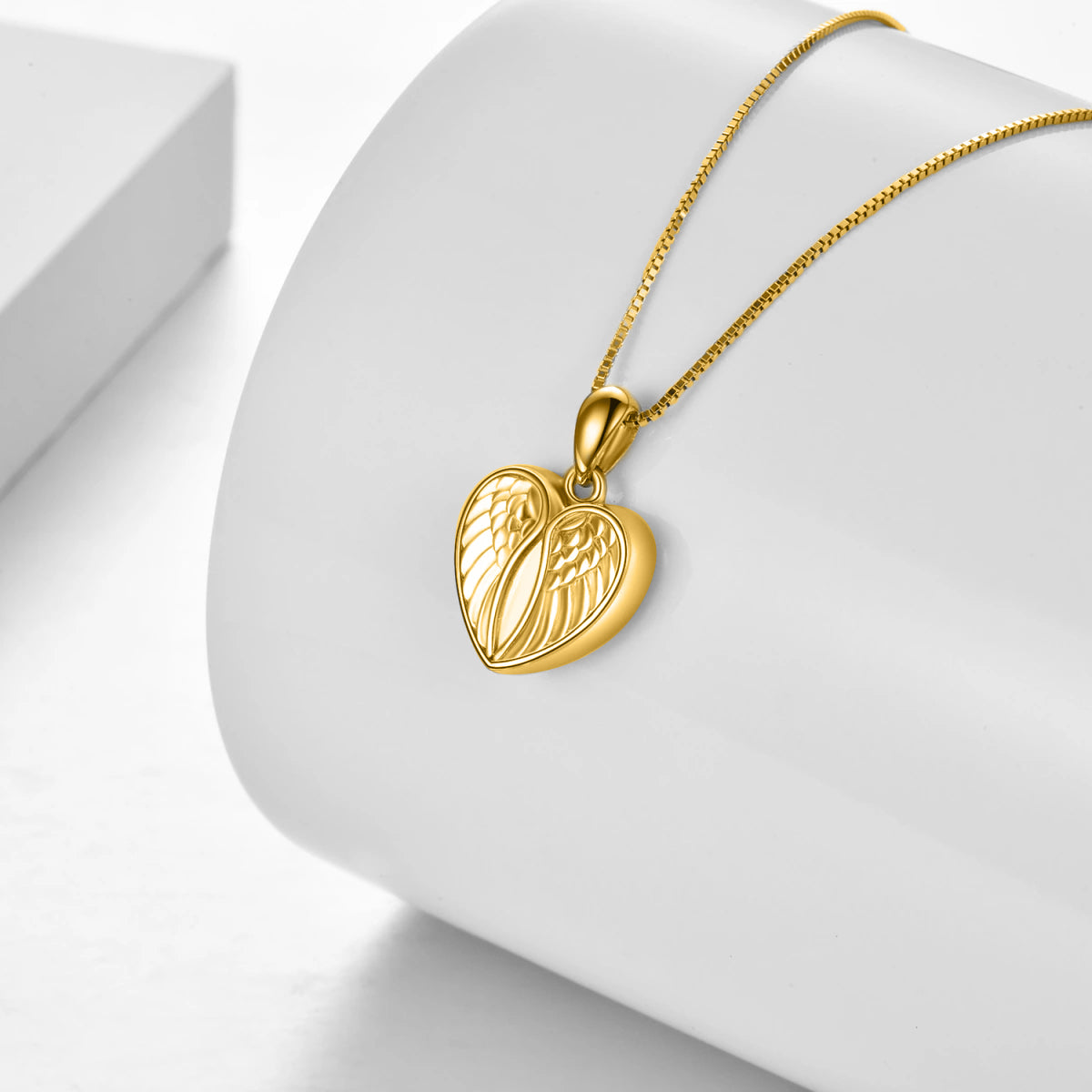 Heart With Wings Cremation Necklace Gold Vermeil