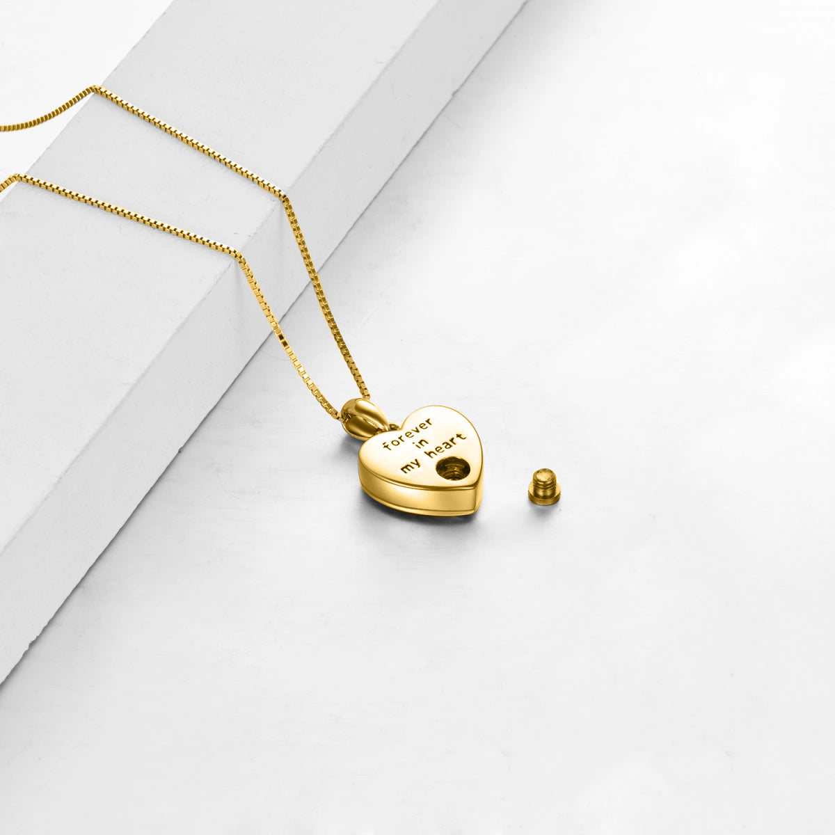 Heart With Wings Cremation Necklace Gold Vermeil