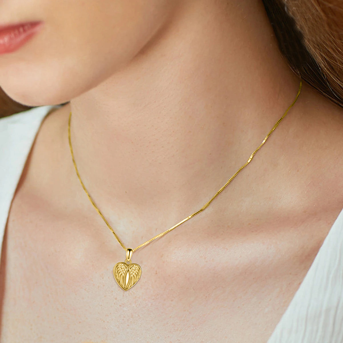 Heart With Wings Cremation Necklace Gold Vermeil