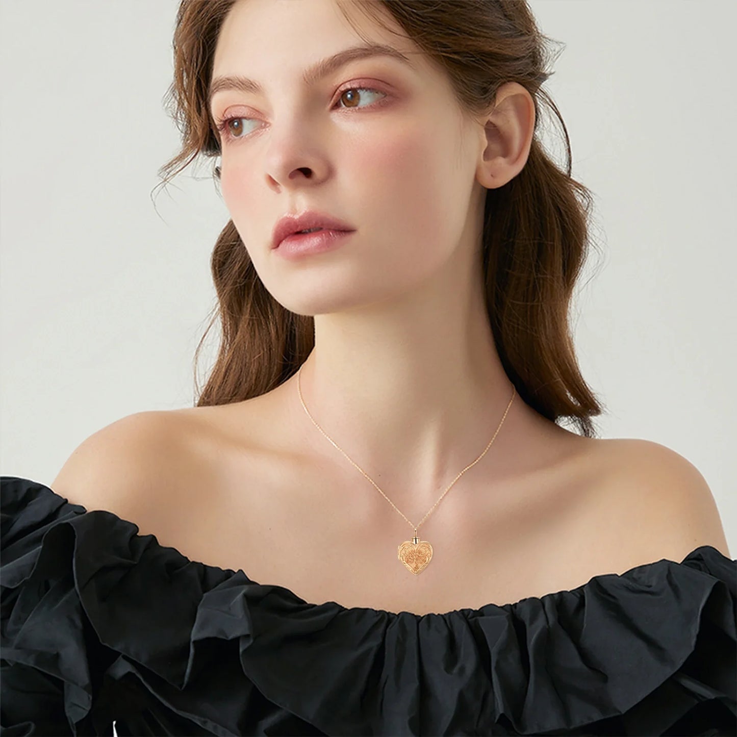 Rose Gold Heart Vines Cremation Necklace Sterling Silver