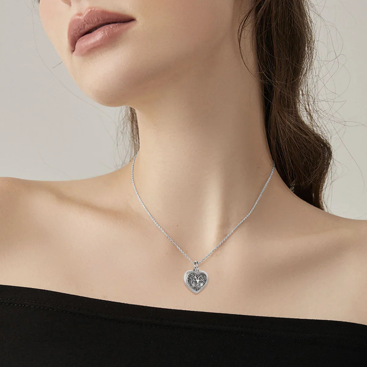 Tree Heart Cremation Locket Sterling Silver