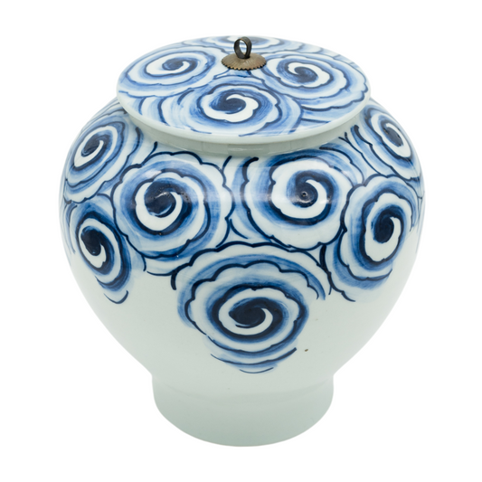 Circle Swirls Blue Porcelain Cremation Urn