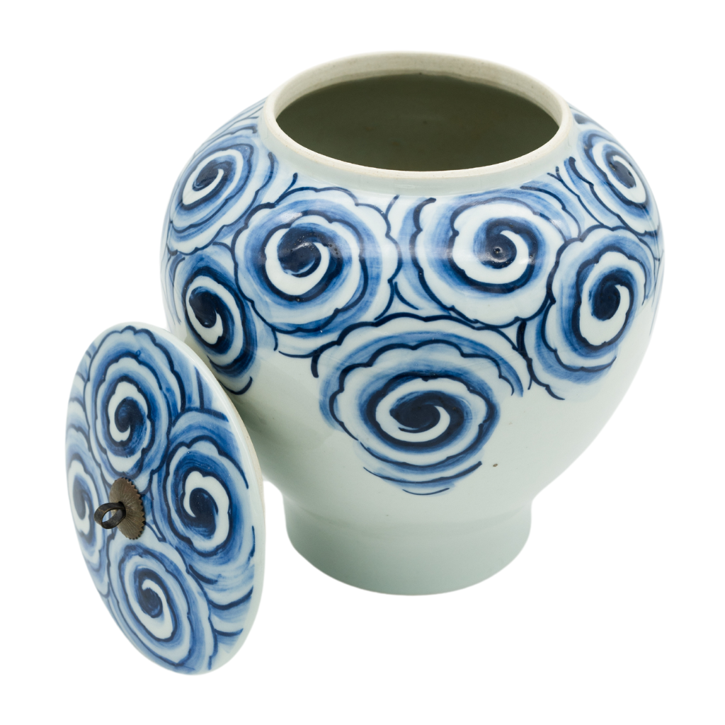Circle Swirls Blue Porcelain Cremation Urn