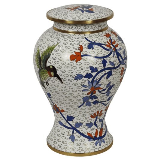 Hummingbird in Clouds Cloisonne Urn