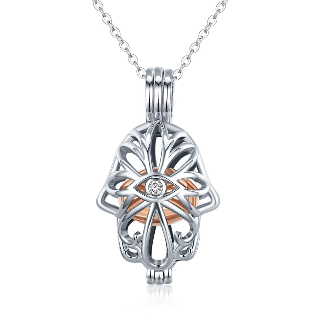 Hollow Rose Gold Egg Cremation Necklace Sterling Silver D2