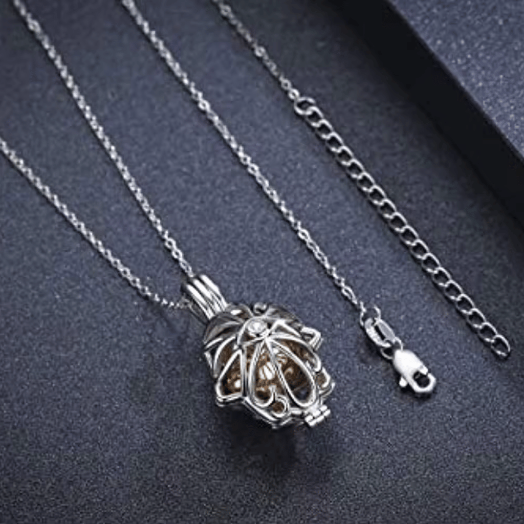 Hollow Rose Gold Egg Cremation Necklace Sterling Silver D2