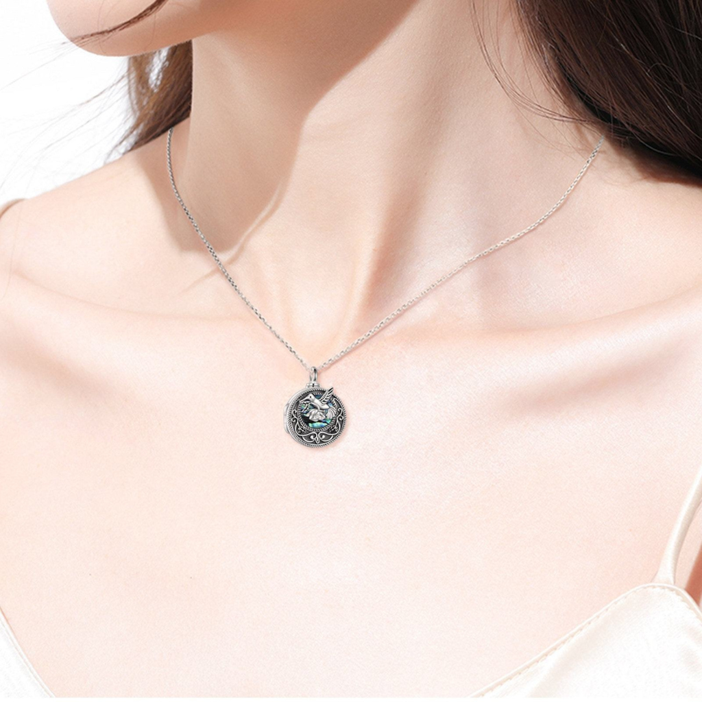 Hummingbird Cremation Locket Sterling Silver