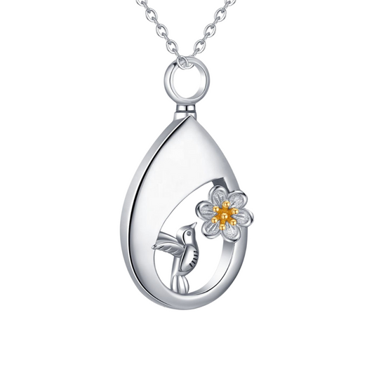 Hummingbird Cremation Necklace Sterling Silver