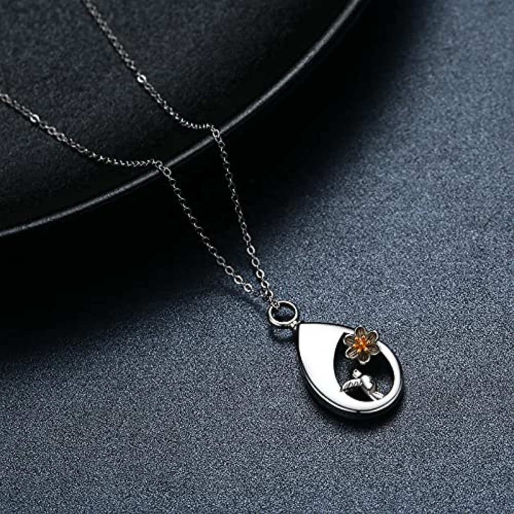 Hummingbird Cremation Necklace Sterling Silver