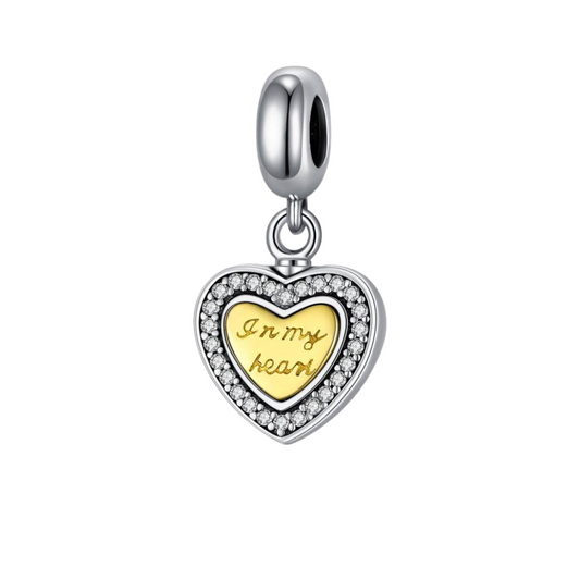 Gold Plated Heart Cremation Charm Sterling Silver
