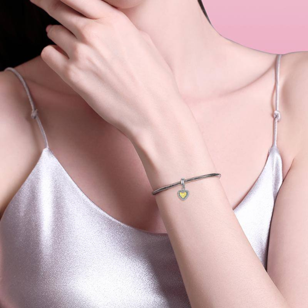 Gold Plated Heart Cremation Charm Sterling Silver