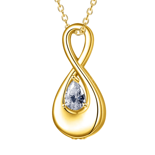 Blue Crystal Infinity Cremation Necklace Gold Vermeil
