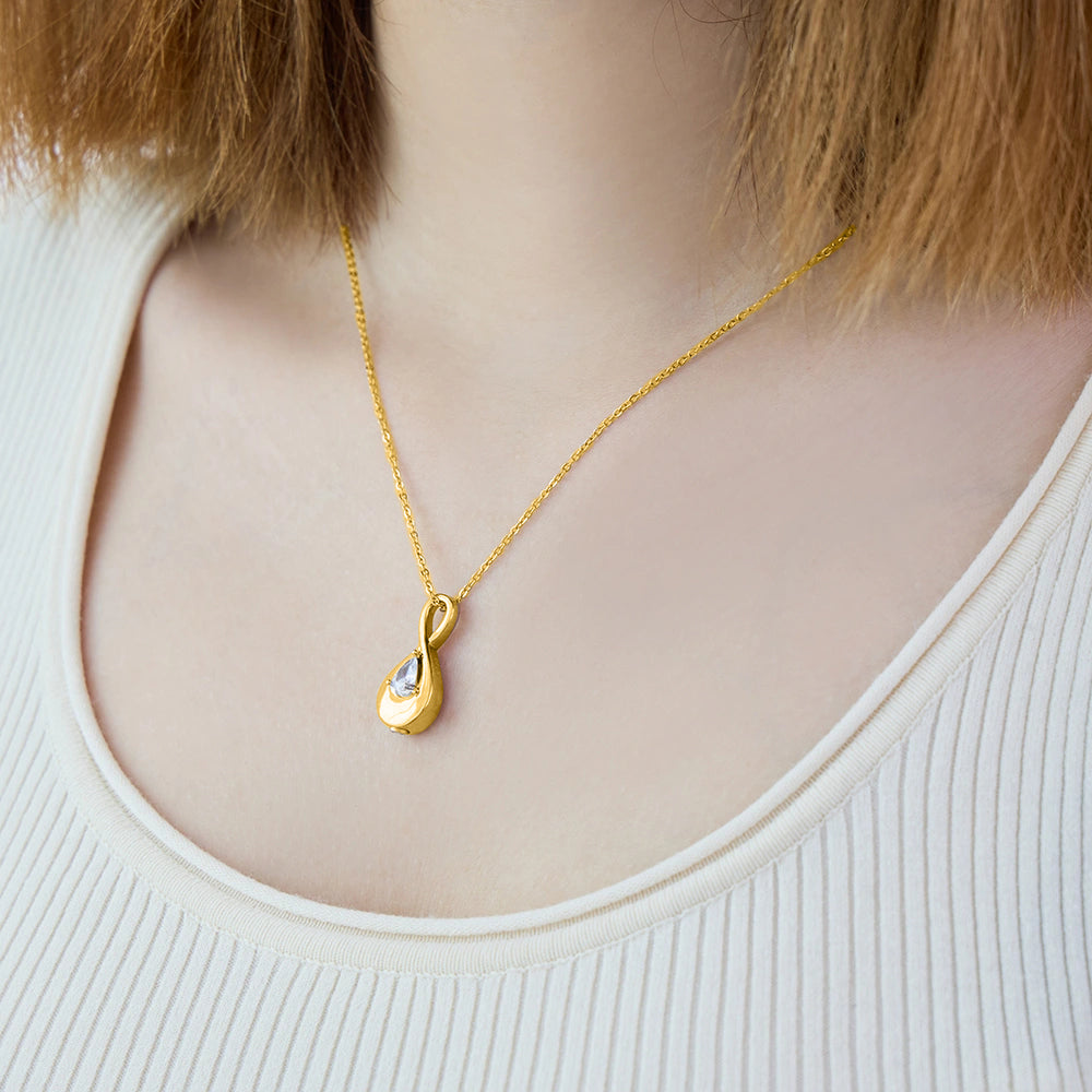 Blue Crystal Infinity Cremation Necklace Gold Vermeil