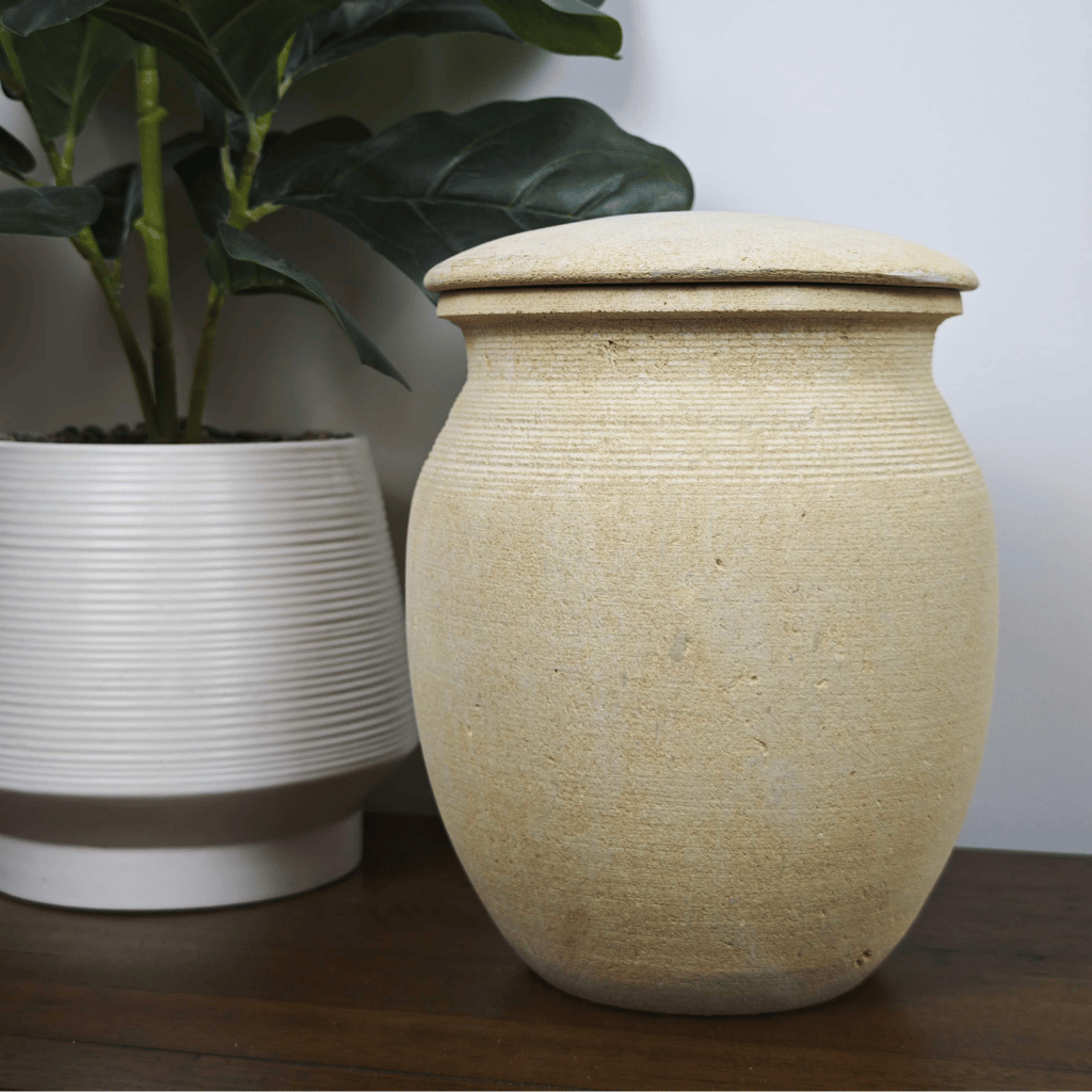 Rounded Sandstone Cremation Urn D2
