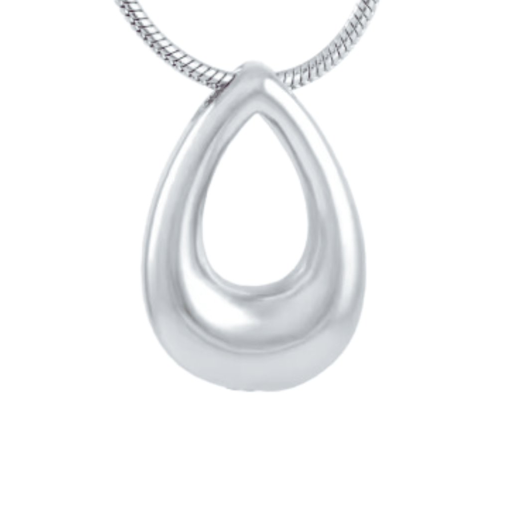 Hollow Tear Drop Cremation Necklace Stainless Steel