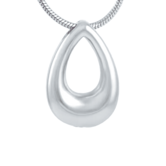 Hollow Tear Drop Cremation Necklace Stainless Steel
