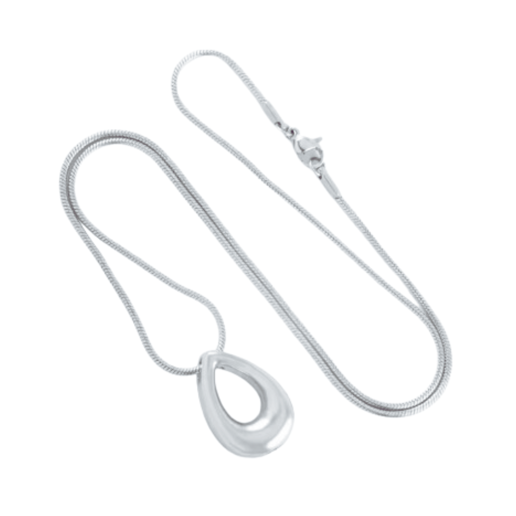 Hollow Tear Drop Cremation Necklace Stainless Steel