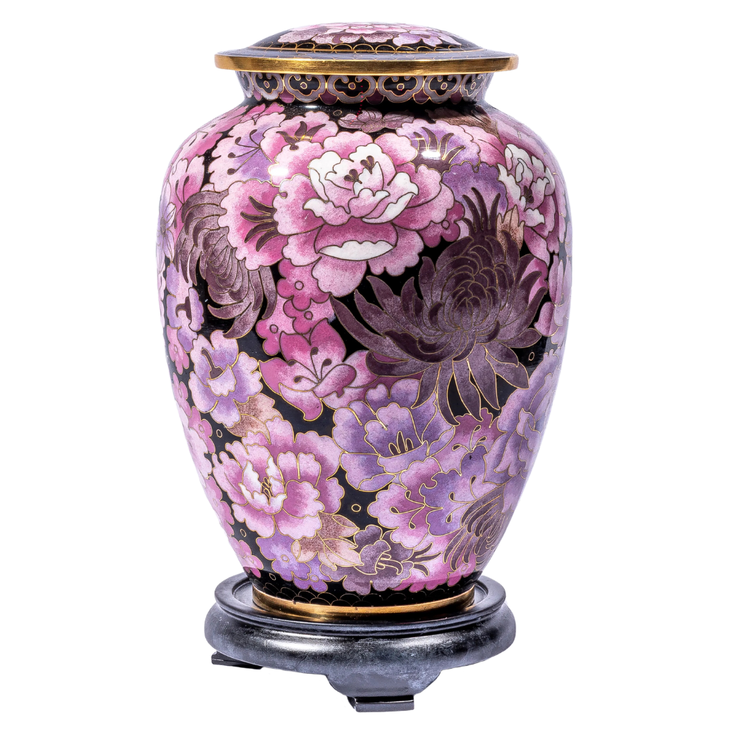Purple Floral Cloisonné Urn